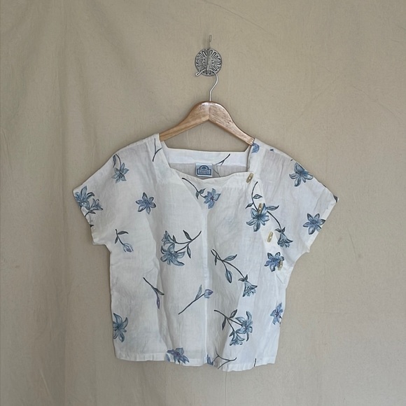 Vintage Tops Vintage Linen Floral Top Poshmark